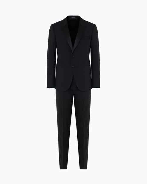 Slim-fit tuxedo in compact, two-way stretch canvas