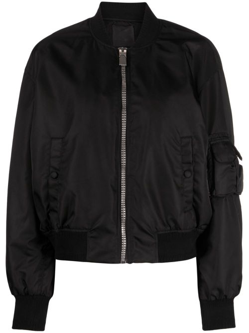 Multi-pocket zipped bomber jacket - Black