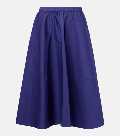 High-rise cotton midi skirt