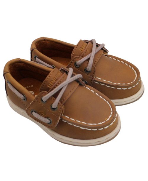 Toddler Cup Ii Boat Shoes with Hook and Loop Closure - Chestnut leather