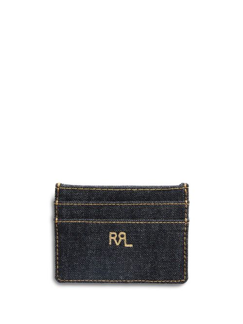 Logo-appliqué denim cardholder - Blue