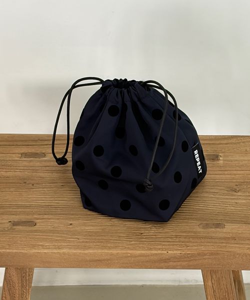 Dot Navy String Pouch