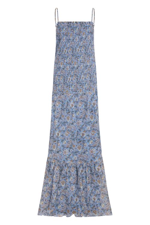 Floral Print Viscose Dress — Blue