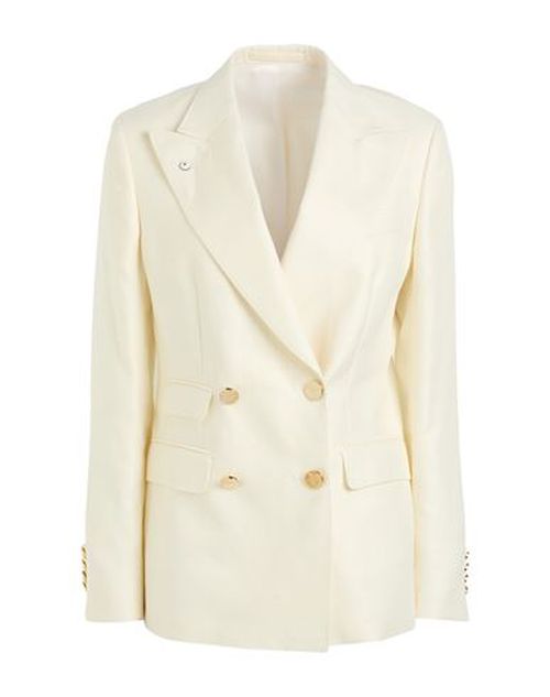 L. b.m. 1911 Woman Blazer Off white Size 6 Linen, Virgin Wool
