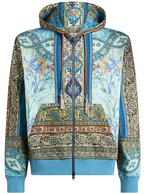 Abstract print hoodie - Blue