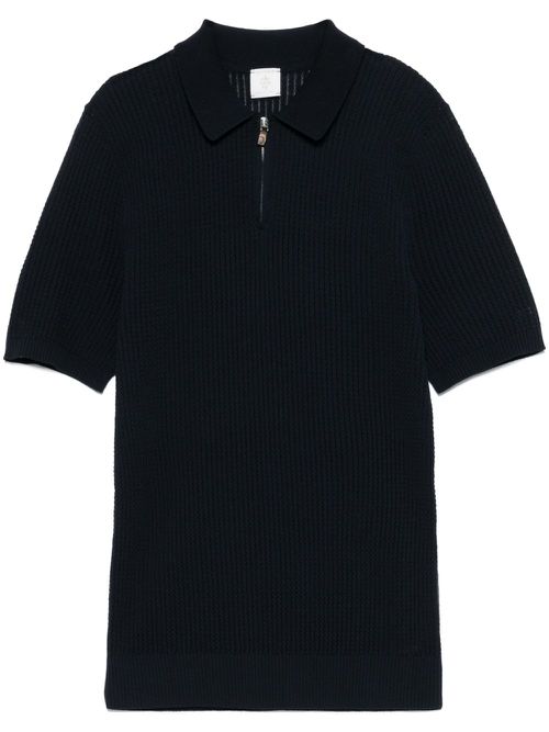 Ribbed-knit polo shirt - Blue
