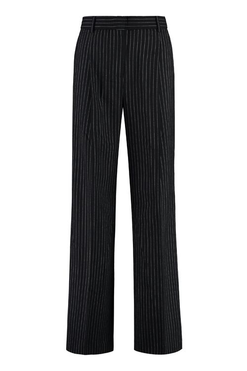 Wool Blend Trousers with Pin-Striped Motif
