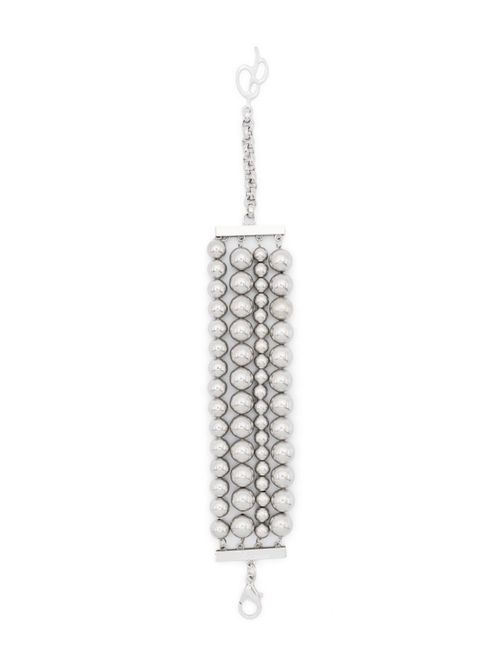 Bead-embellished polished-finish bracelet - Silver