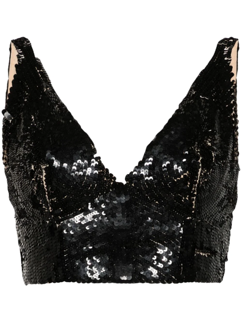 Black Grand sequinned crop top