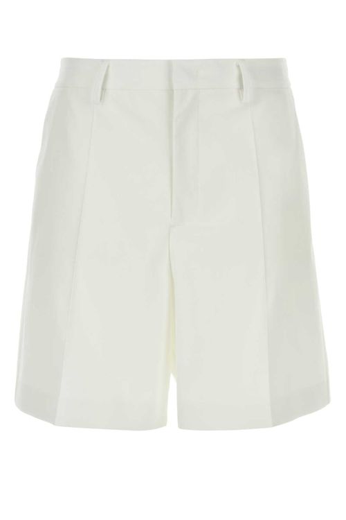 Wool Blend Bermuda Shorts — White