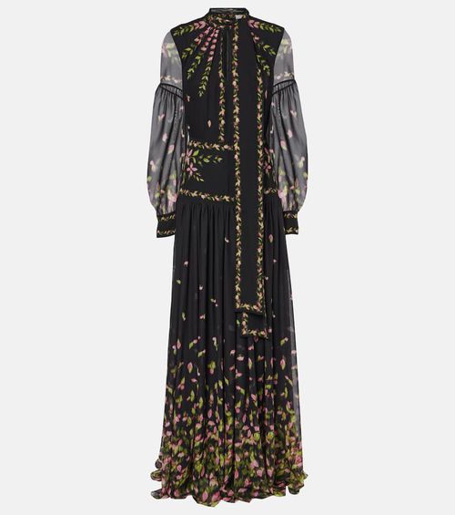 Floral silk voile gown