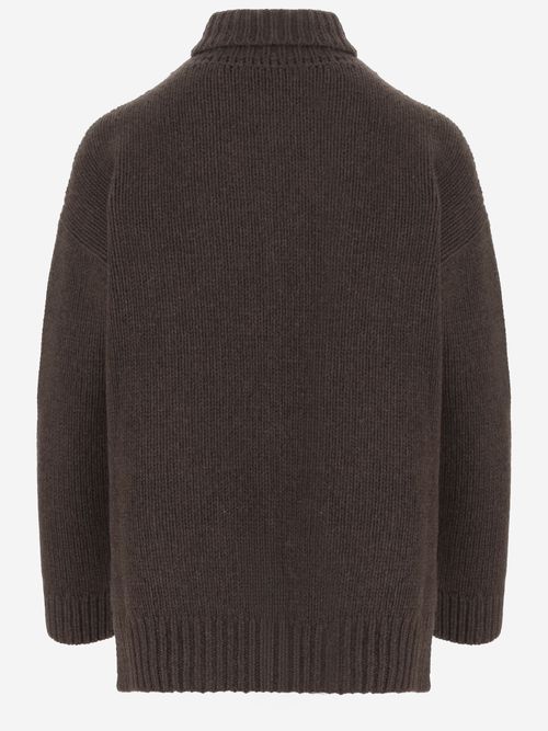Cable-Knit Virgin Wool and Cashmere Sweater — Brown