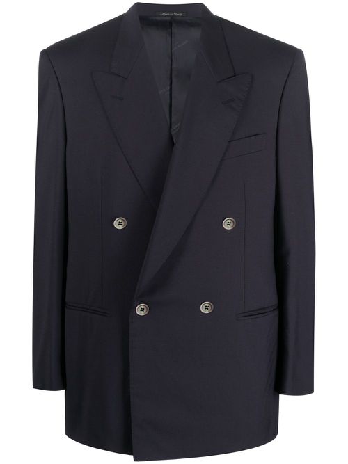 1990s double-breasted wool jacket - Blue