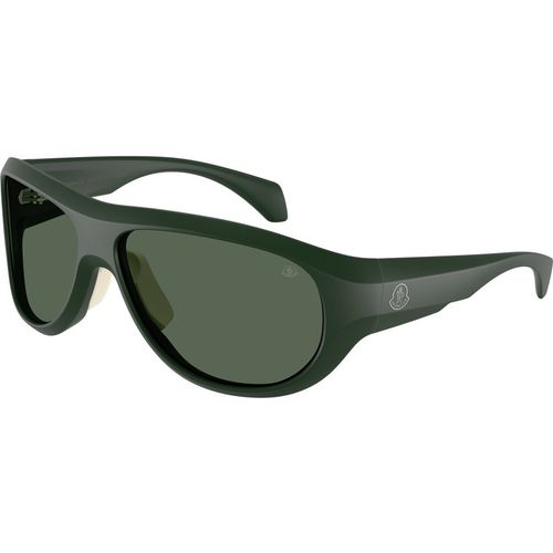 Moncler Unisex Moncler ME8013 BLEACHER 502971 Sunglasses Injected Green Green Round Norma