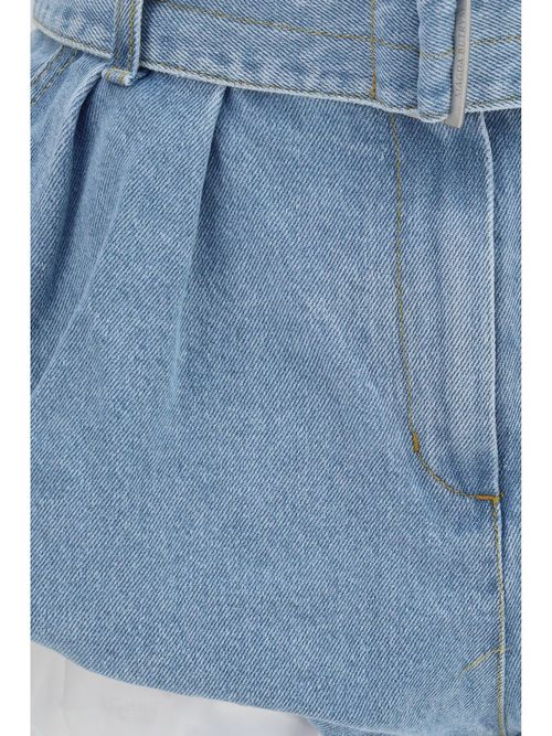 Flared Denim with Undershorts Denim Shorts — Blue