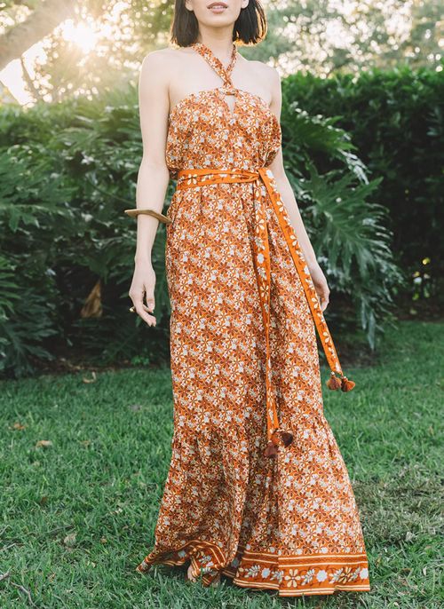 Nylah Halter Dress In Sienna