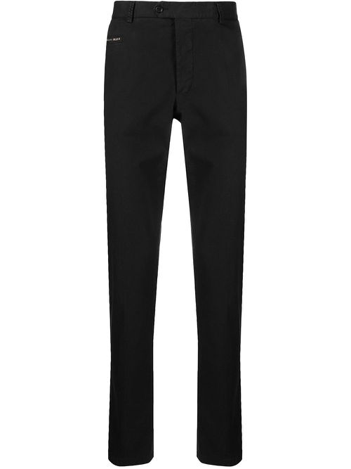 Logo-plaque straight leg chinos - Black