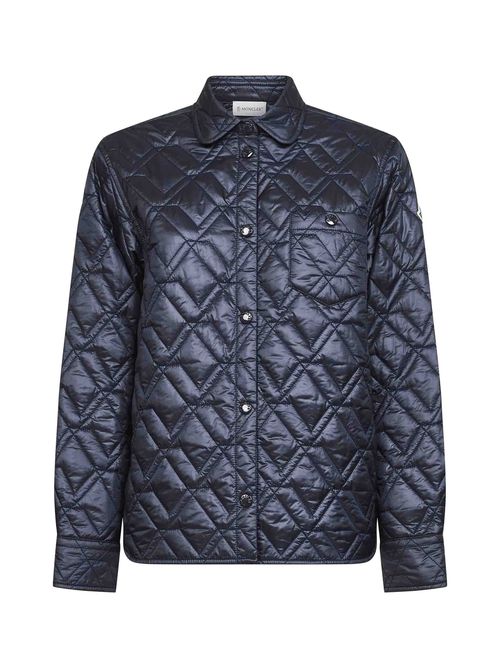 Diamond-Quilted Padded Jacket — Blue