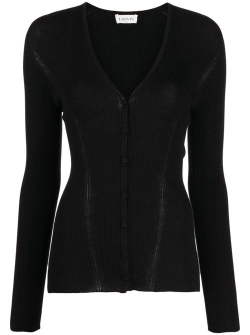 V-neck knitted top - Black