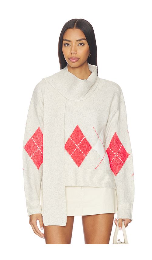 Sanctuary Argyle Scarf Sweater in Tulip Multi Argyle. M also in L, S, XL/1X, XS, XXL/2X