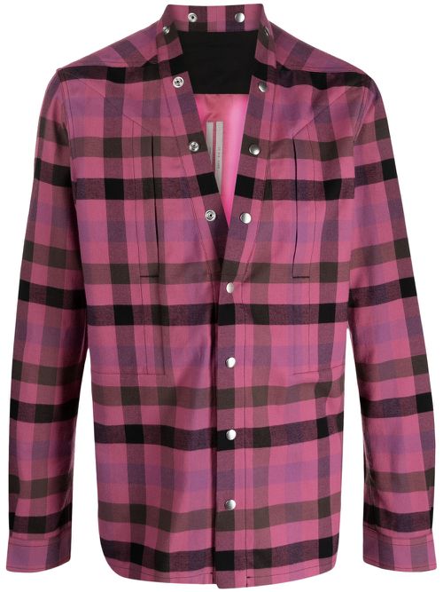 Gingham-check long-sleeve shirt - Pink