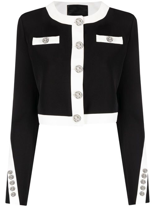 Two-tone button-up jacket - Black