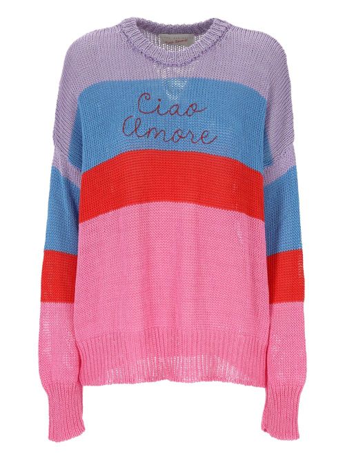 Stripe-detail sweater - Pink