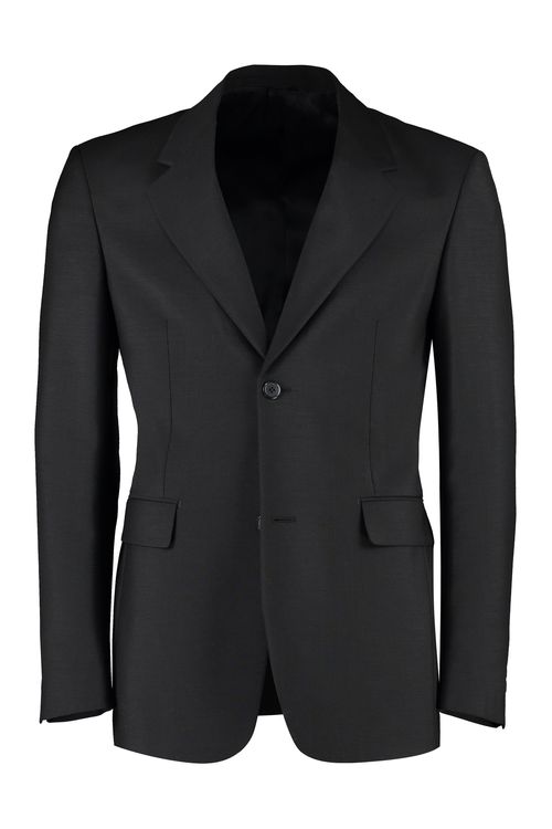 Padded Shoulders Wool and Mohair Blazer