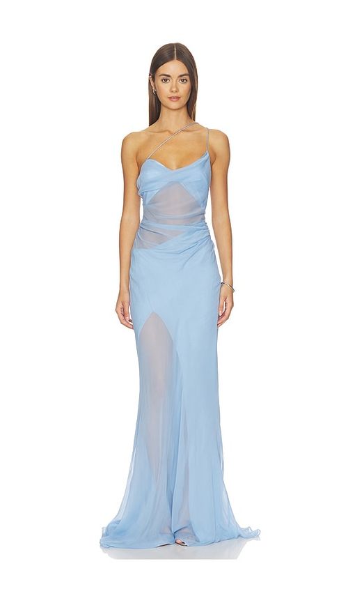 The Sei Strappy Diaphanous Gown in Blue. 2. Also