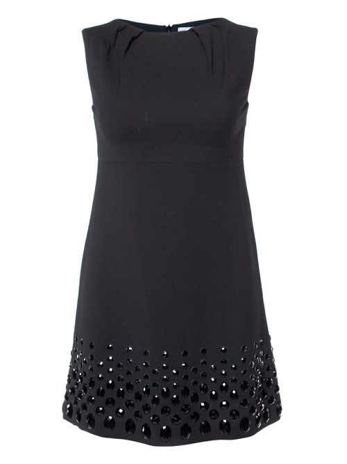 Rhinestone-embellished midi dress - Black