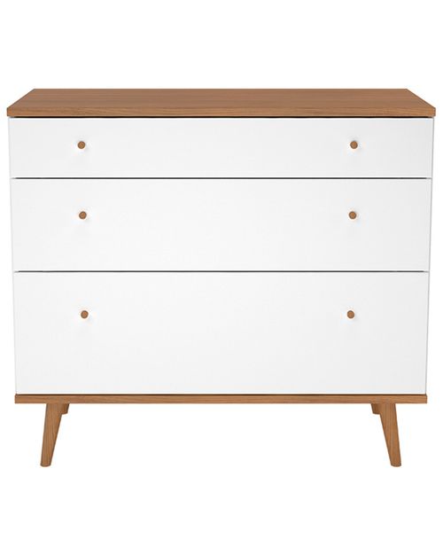 Midtown Concept Mid-Century 3 Drawer Dresser White Tuscan