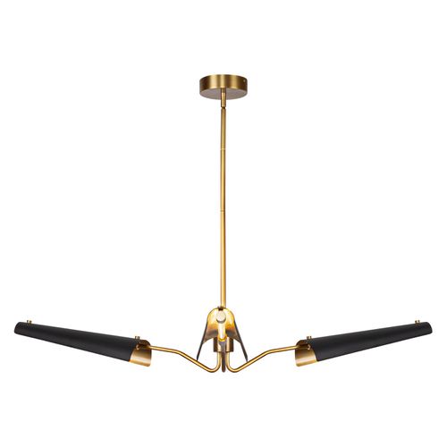 Matte Black Vintage Brass LED Chandelier from the Osorio Collection