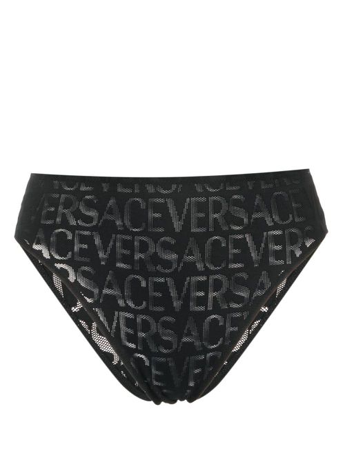 Allover high-waist mesh briefs - Black
