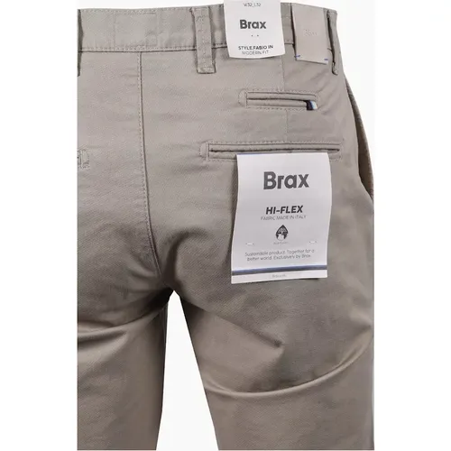 Men's BRAX FABIO COTTON TROUSER STONE - Cream - : 36W