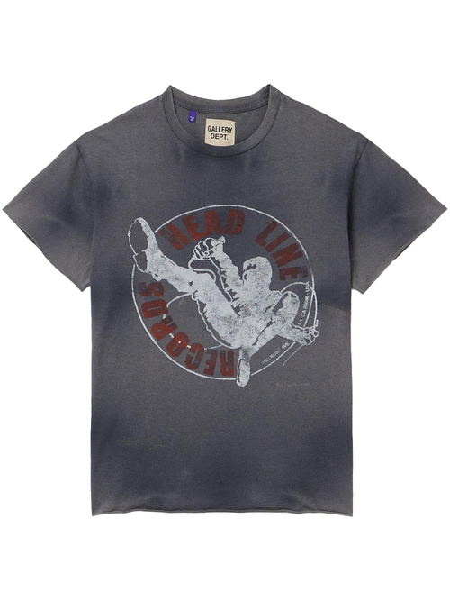 Gallery Dept Headline Records T-Shirt in Washed Black - Black