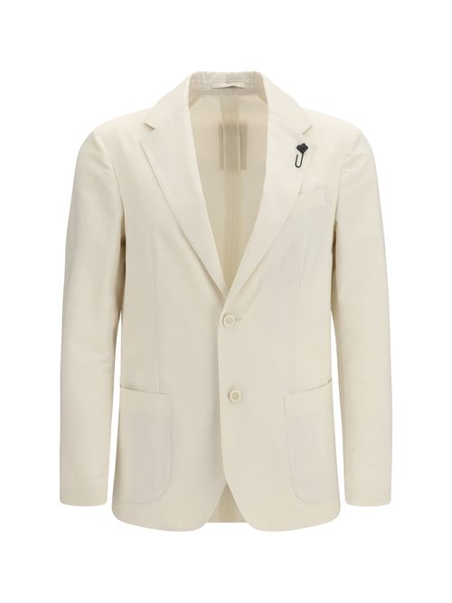 Single-Breasted Cotton-Silk Blazer — Beige