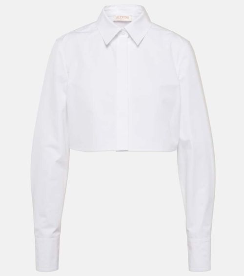 Cropped cotton poplin shirt