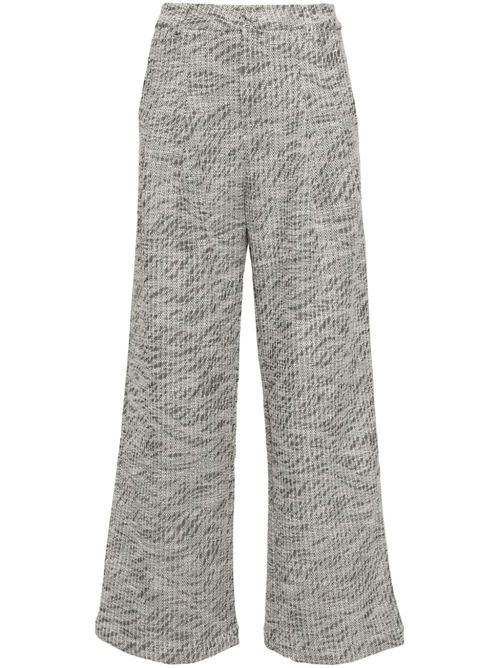 Ribbed-knit flared trousers - Black