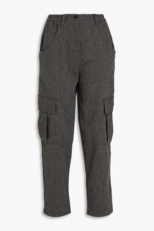 Cropped mélange brushed-felt cargo pants - Gray - S