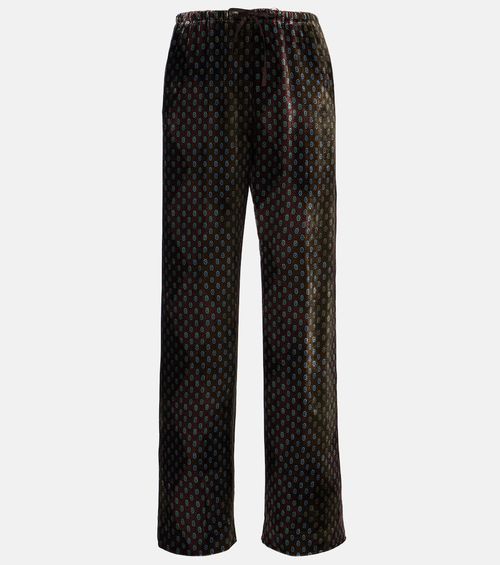 Printed wide-leg satin pants