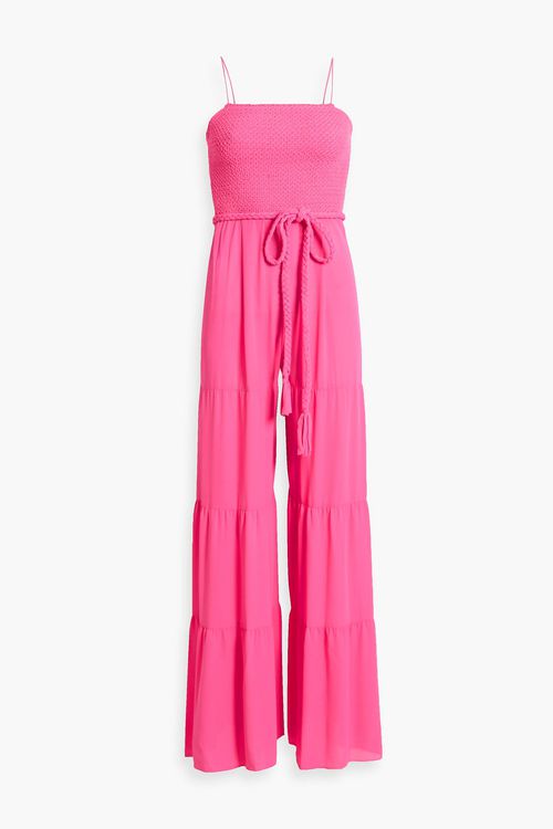 Alice Olivia - Liya smocked crepe wide-leg jumpsuit - Pink - US 10