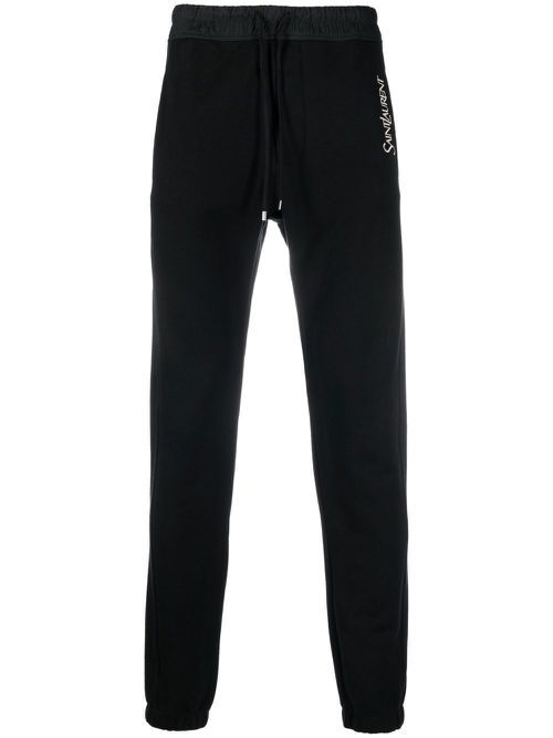 Embroidered-logo cotton track pants - Black