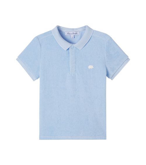 Cotton-blend terry polo shirt