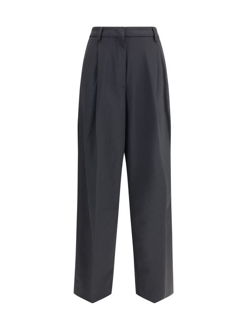 Pleated Wool-Blend Trousers — Black