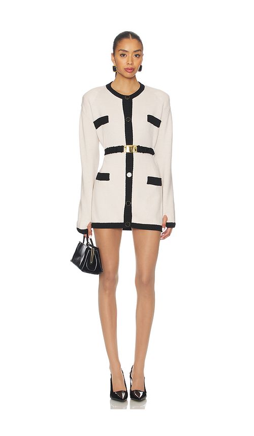 Rowen Rose x REVOLVE Long Sleeve Mini Dress in Black & White. L also in XS, S