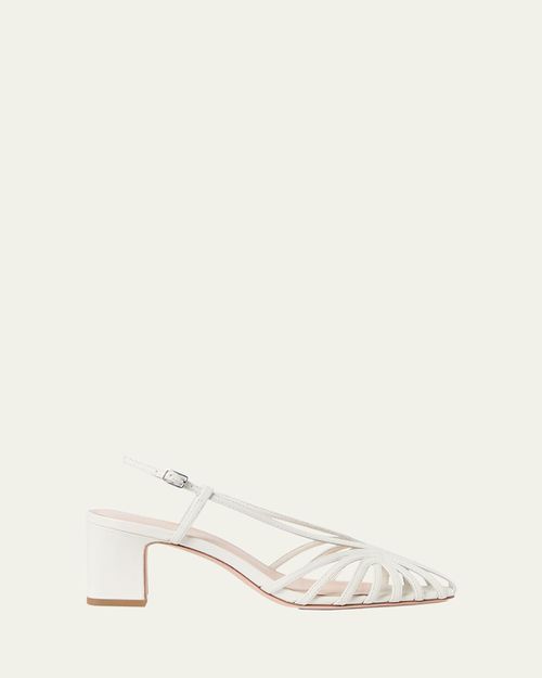 Livvy Priscilla Leather Slingback Block-Heel Sandals