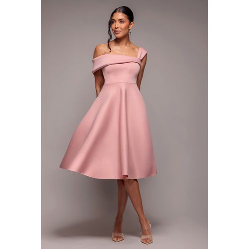 Goddiva One Shoulder A Line Midi Dress - Blush Pink