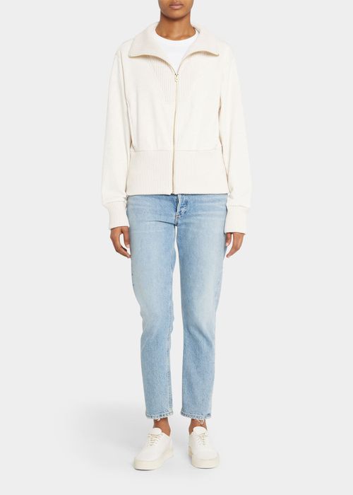 Alisa Ribbed Zip-Front Sweater