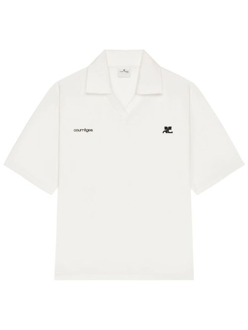 White Logo Shirt Collar Polo