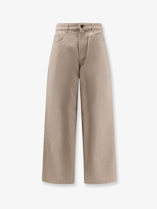 Cotton Baggy Trousers — Beige